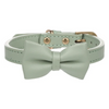 Flamingo Dog Collar Nela with Bow Tie - Green