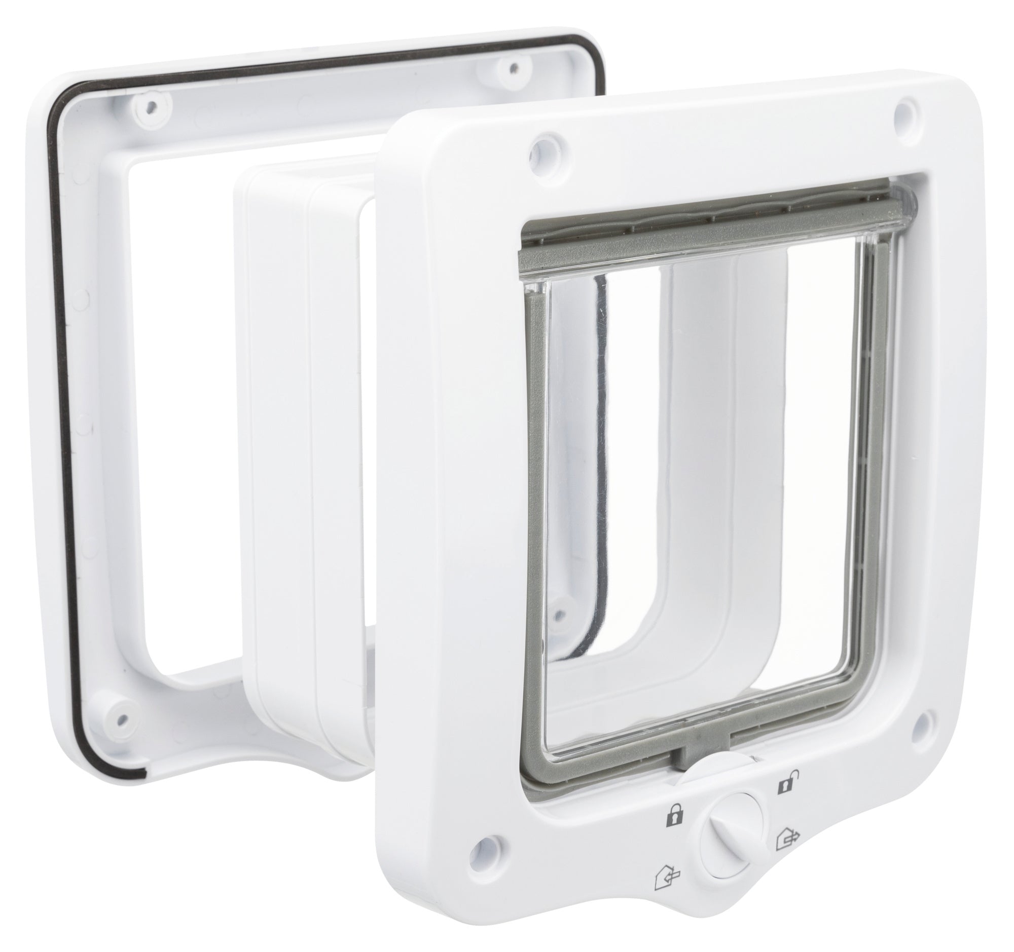 4 Way Cat Flap With Tunnel 20X22CM White Petstop