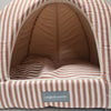 Wiggle & Wander Hooded Bed - Rustic Striped Terracotta