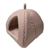 Wiggle & Wander Hooded Bed - Rustic Striped Terracotta