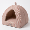 Wiggle & Wander Hooded Bed - Rustic Striped Terracotta